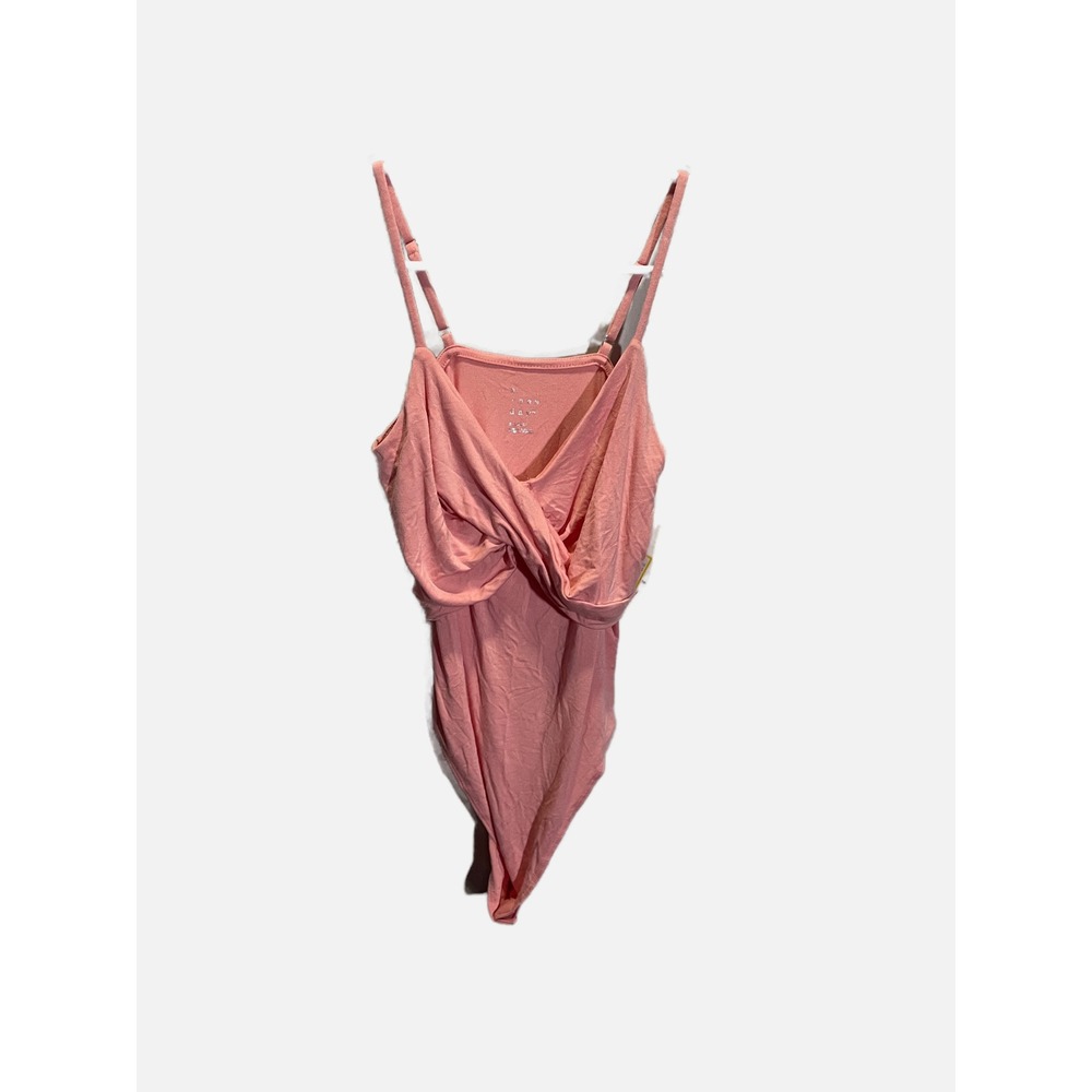 A New Day Bodysuit Women XS Pink Twist Front Spaghetti Strap Chic Casual